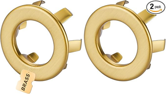 Sink Overflow Ring Brushed Gold: ARCORA 2 Pack Solid Brass Bathroom Vessel Sink Overflow Cover Basin Trim Ring Hole Insert Caps