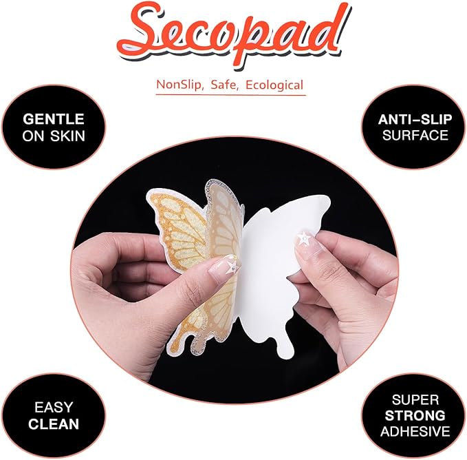 20 PCS Non Slip Bathtub Stickers, Adhesive Butterfly Anti Slip Decal Treads for Shower and Bath Tub with Premium Scraper (Gold)