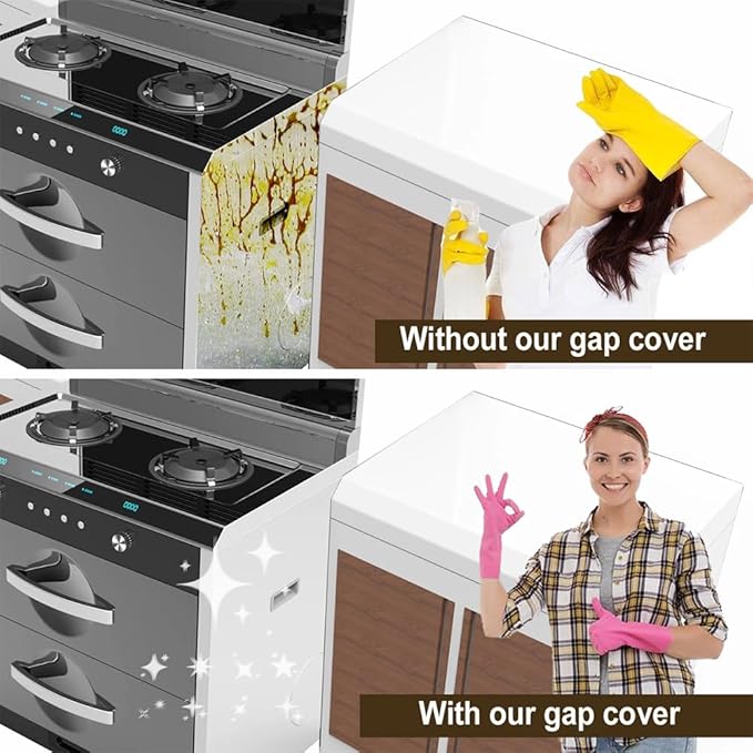 Kitchen Stove countertop Gap Covers, 25 inch Long & Extra Wide Silicone Stove Gap Covers Filler Range Strips 2pcs, Oven Counter Gaps Protector Between Counter and Crack Guards Clear
