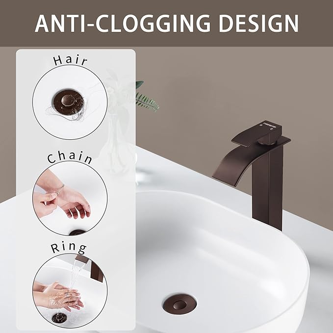 Fransiton Bathroom Sink Stopper, 1.1-1.77 Inch Basin Pop Up Sink Drain Stopper, Anti Clogging Drain Plug with Detachable Hair Catcher, Dark Bronze