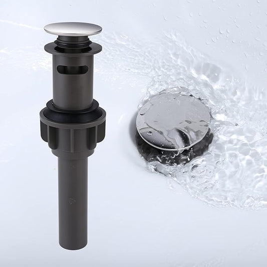 Bathroom Pop Up Sink Drain With Overflow - Vessel Stopper and Strainer for Faucet, Vanity or RV - Chrome