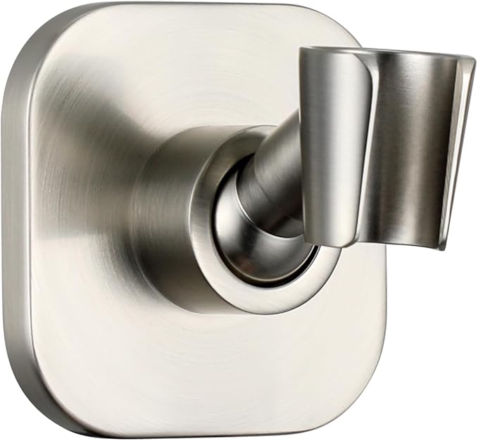 G-Promise Metal Handheld Shower Head Holder, Adjustable Wall Mount Shower Wand Bracket, Strong Adhesive Disc Mount or Drill Installation (Square, Brushed Nickel)
