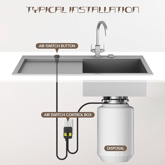 Garbage Disposal Air Switch Kit Sink Top Waste Disposal Stainless Steel Oil Rubbed Bronze On/Off Air Button Food and Waste Disposals Part by Etoolcity, UL Listed
