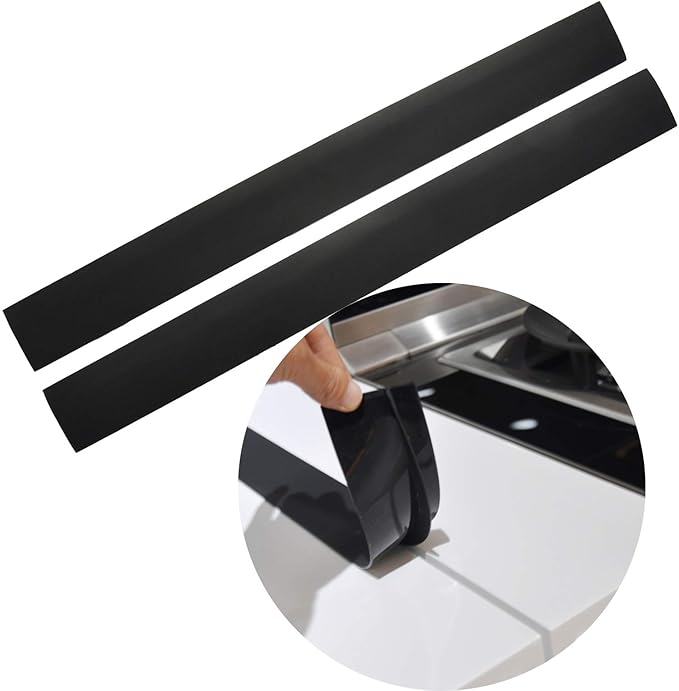 Mofason Stove Counter Gap Cover, 2 Pack Kitchen Silicone Oven Gap Filler – 25 Inches Countertop Strips Gap Guard, Easy to Clean (Black)