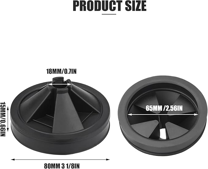 Garbage Disposal Splash Guards, 2-Pack 3 1/8" Sink Baffle Food Waste Disposer Drain Splash Guard Collar Quiet Collar Cover EPDM Rubber Drain Plugs Insert Parts for Waste King, Whirlaway, GE Disposer