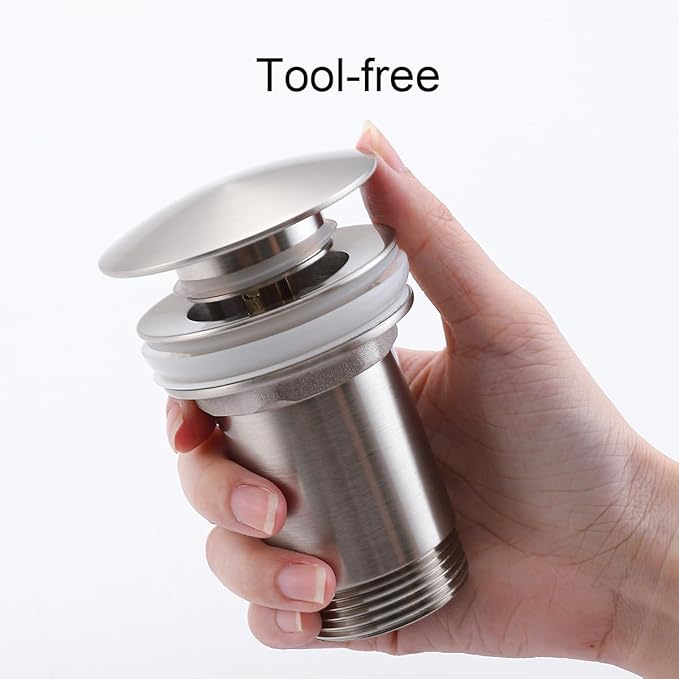 RANDOM Brushed Nickel Brass Bottle P Trap Contemporary Round Bottle P-Trap 1 1/4 with Pop Up Drain Without Overflow.83888BNS