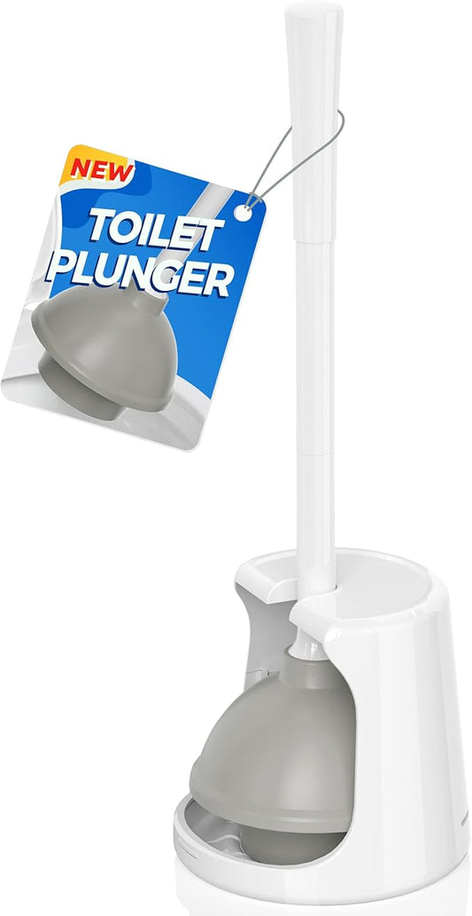 Toilet Plunger with Holder, Plungers for Bathroom Heavy Duty for 5.7-inch Toilet Drain, Toilet Plunger and Holder Combo for Bathroom Cleaning