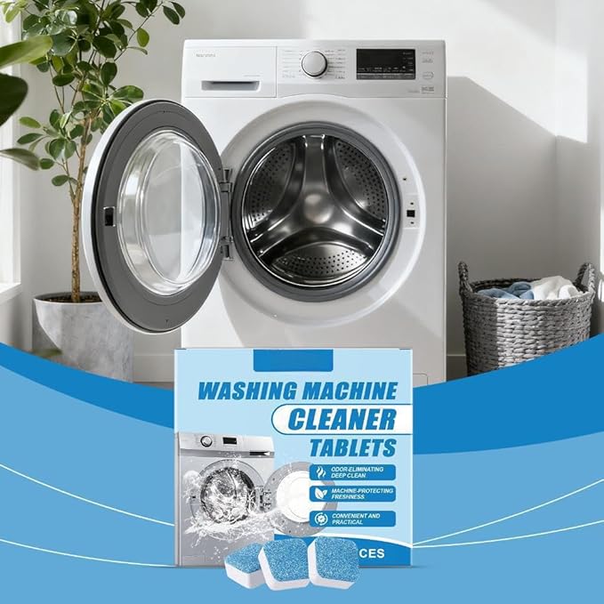 Fight Mold & Odor! 12 Pack Washing Machine Deep Cleaner Tablets - Descaler for HE Front/Top Load Washers. Septic Safe, Eco-Friendly Formula for Drum & Seal. 12 Month Kit.