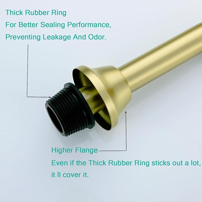 Brass P Trap U-Shape 11/4 inch Sink Drain Pipe with Slip Joint Extension Tub,12 inch Vertical Pipe length Adjustable Height Sink Waste Trap Drain Kit,Brushed Gold,SE83555BG-L