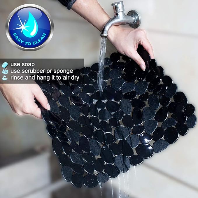 Yolife Pebble Kitchen Sink Mats, PVC Sink Protectors Mat for Bottom of stainless steel, Dish Drying Mats for Kitchen Counter (Black,2 Pack)