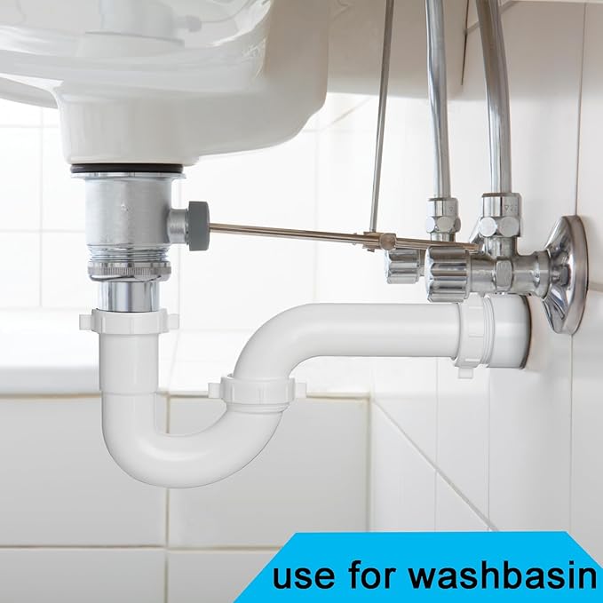 (2 Pack) Yariwiz White 1-1/2 inch P Trap for Bathroom Kitchen Sink Drain Replacement Tubular Plumbing Pipe Assembly KSD-001W(2 PACK)