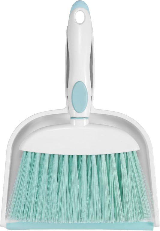 NACENA Small Dust Pan and Brush Set, Mini Broom and Dustpan Set Small Hand Broom and Brush Combo Dust Pan for Home Cleaning Drawers Desktop Sofas and Outdoor, Blue
