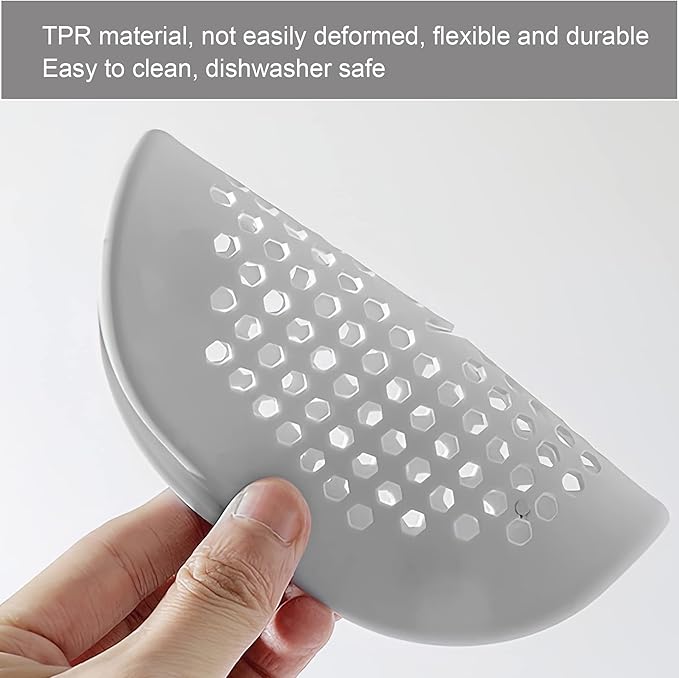 2 Pieces Shower Drain Hair Catcher Bathtub Stopper Home Drain Protectors Drain Cover with Sucker Water Trap Sink Cover for Bathroom Bathtub and Kitchen (Grey,Grey)