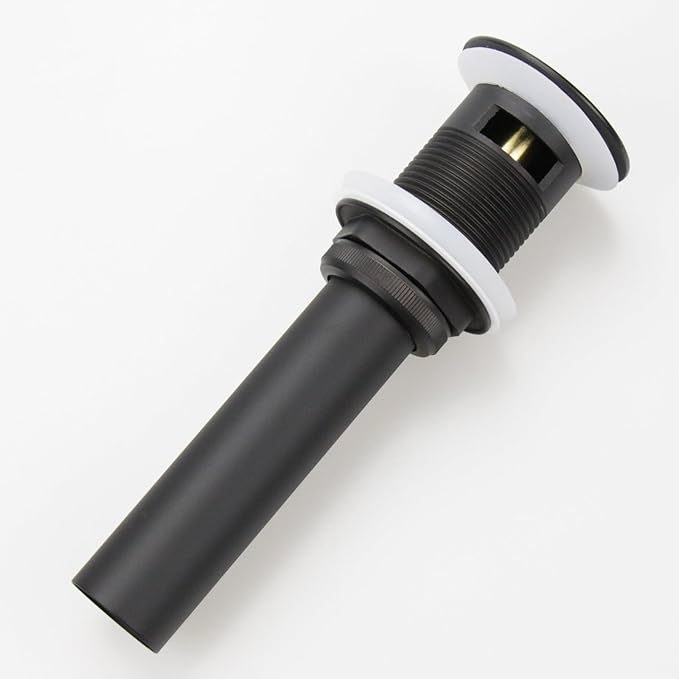 Pop Up Drain Stopper with Overflow, Bathroom Lavatory Vanity Vessel Sink Drain, Black