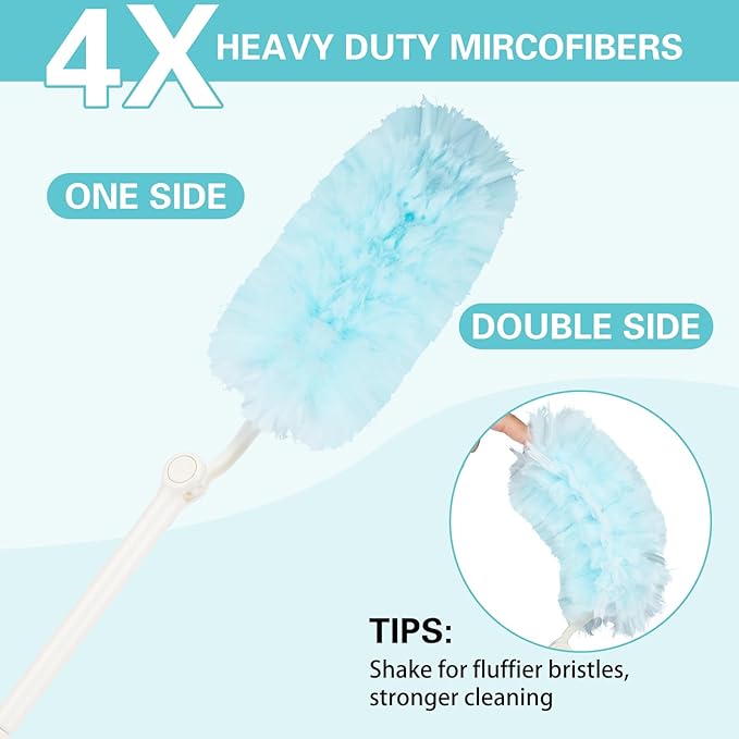 60 Count Heavy Duty Duster Refills for Swiffer, Multisurface 360° Larger Size Dusters with 4X Cleaning Power, Disposable Dusters for Pet, Cleaning Home, Blinds, Fans, Corners (60 pcs-Blue)
