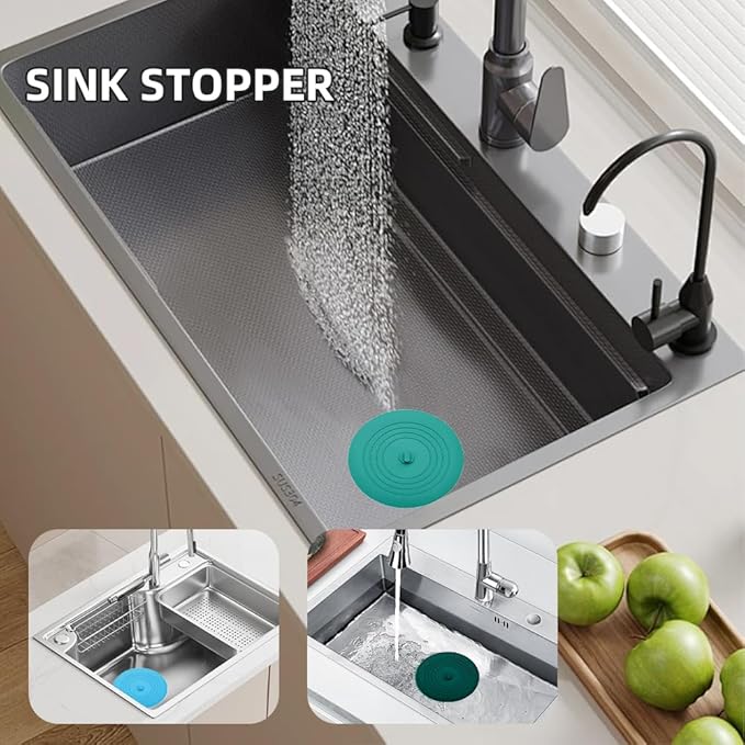Tub Stopper 2PCS,Bathtub Drain Stopper,6 inches Bathtub Tub Drain Cover Stopper,Silicone Drain Plug Plug,Kitchen Bathroom Hair Water Shower Stopper,Large Bathroom Laundry Accessories (Blue/Green)