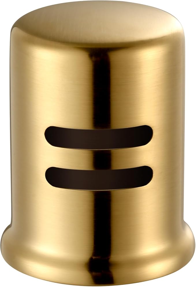 Dishwasher Air Gap Cover for Kitchen, Solid Brass Air Gap Cap with Skirted Design, Dishwasher Overflow Vent Cap Replacement Only, Brushed Gold
