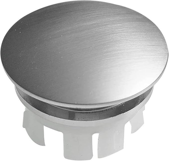 BWE Sink Basin Trim Overflow Cover Brass Insert in Hole Round Caps Brushed Nickel Finish Double