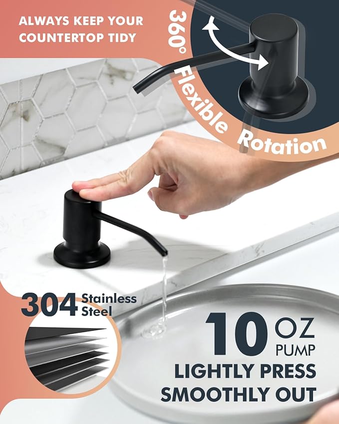 VFAUOSIT Black Kitchen Faucet with Soap Dispenser, 3-Mode Kitchen Sink Faucet with Pull Down Sprayer Stainless Steel Single Handle Faucet One Hole Kitchen Faucets for Bar Laundry RV Utility Sink