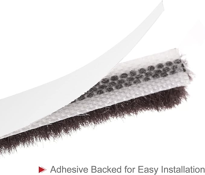 uxcell Weather Stripping Brush, 26ft L x 0.28" W x 0.24" H Self-Adhesive Seal Weatherstrip Sweep Brush Brown for Door Window