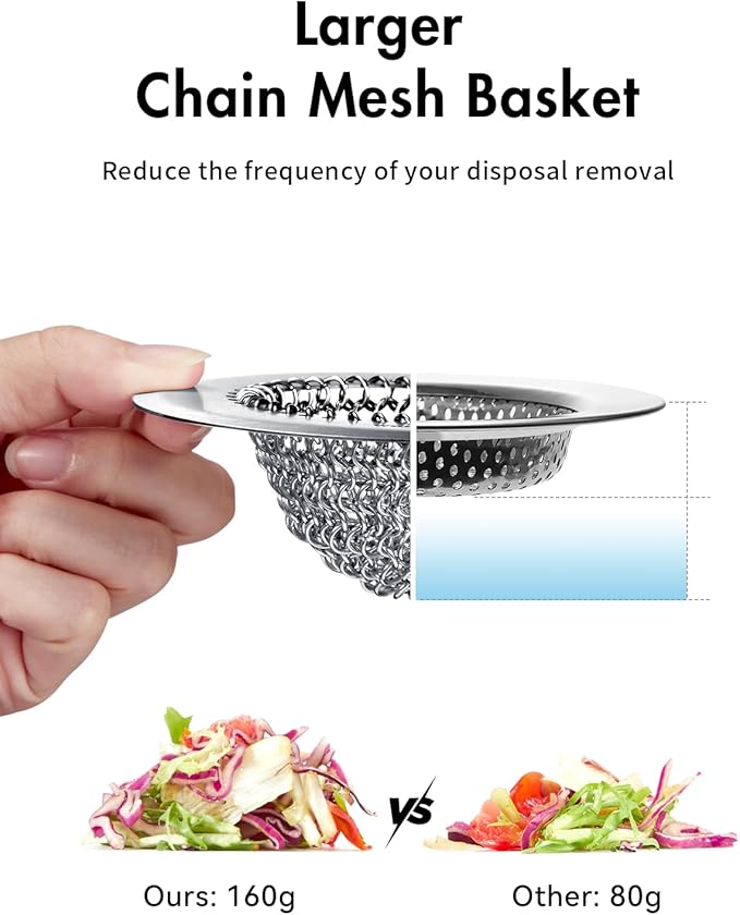 Revolutionary Kitchen Sink Drain Strainer, Patented Reversible Kitchen Sink Strainer, 304 Stainless Steel Sink Strainer Basket, Anti-Clogging & Handmade, Fit US Standard 3-1/2'' Sink Hole