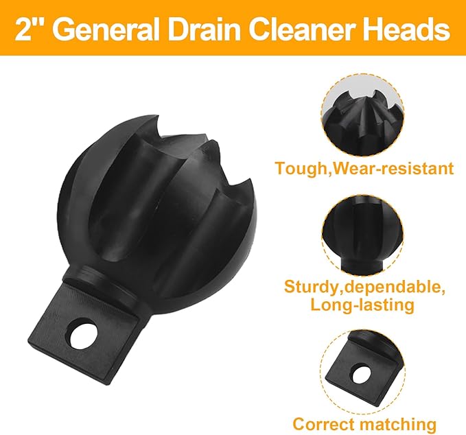 2CG&2" Drain Cleaner Cutter Heads for ClogChopper,Drain Snake Drill Attachment,Multi-Function Root Auger Cutter Cleaning Tool