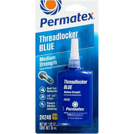 Permatex 24240 Medium Strength Threadlocker Blue, 36 ml, Automotive Threadlocker For Preventing Bolts From Loosening And Corrosion, Removable With Hand Tools