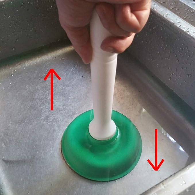 Coralpearl Drain Plunger, Small Hand Force Plumber Helper, Little 4 inch Cup Clog Remover, Tiny Rubber Unclogger in 9" Short Handle for Kitchen Sink, Bathroom Toilet, Shower Bath Tub (Green)