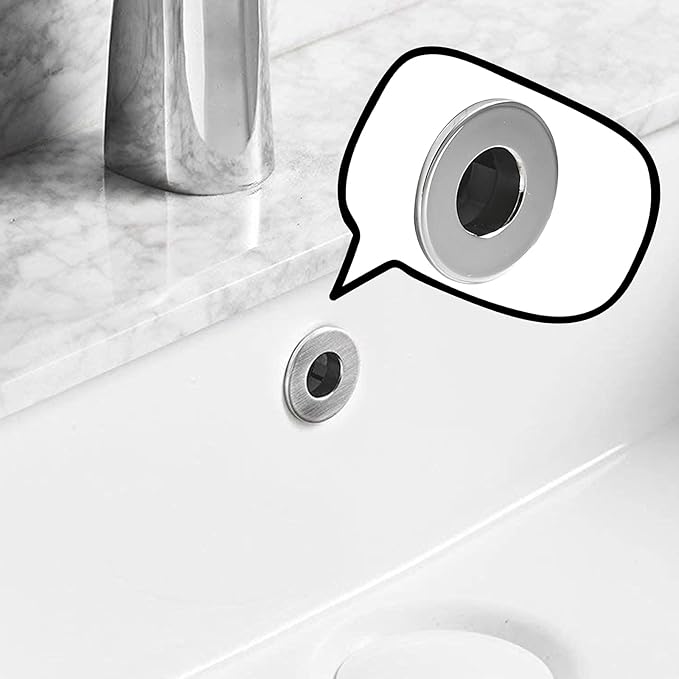 BWE Brushed Nickel Sink Basin Trim Overflow Cover for Kitchen and Bathroom Vanity Sink Solid Brass Vessel Insert in Hole Round Caps Pack of 2