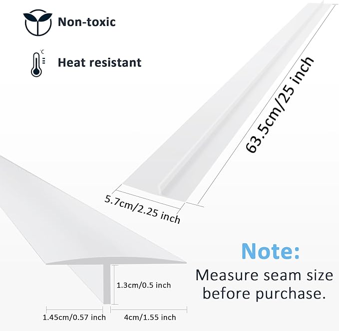Silicone Stove Gap Covers (2PCS), 25 inch Gap Filler, Oven Counter Side Gap Guard, Heat Resistant & Easy Clean, Semi-Clear