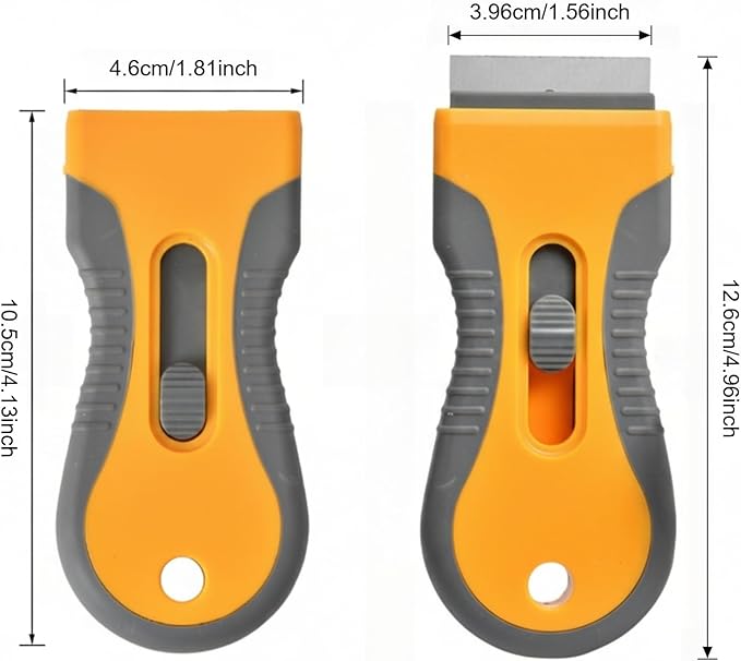 Razor Blade Scraper Tool 4 Pack with 40 Replacement Blades – Retractable Glass Scraper with Safety Lock & Non-Slip Grip for Windows, Cooktop, Stove Top, Sticker Label Paint Caulk Adhesive Remover