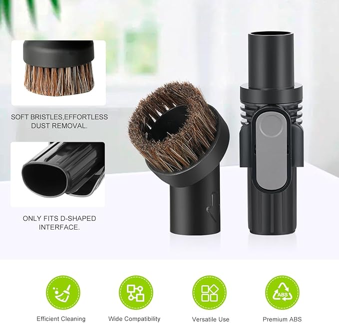 LANMU Crevice Tool Vacuum Attachments Compatible with Shark IX141 IZ363HT IZ362H IZ363HT IZ362H Pet Cordless Stick Vacuum, Horse Hair Brush Replacement Parts for D-Shaped Interface Vacuum