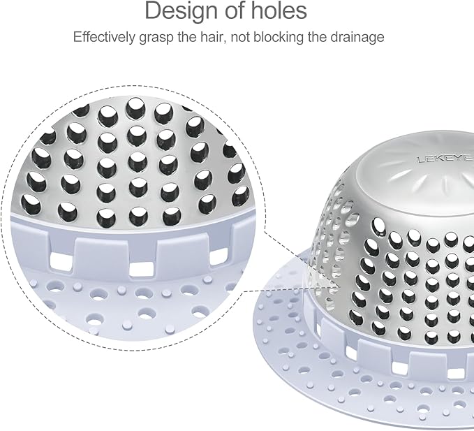 LEKEYE Shower Drain Hair Catcher/Bathtub Drain Cover/Drain Protector for Pop-Up & Regular Drains(Light Blue)