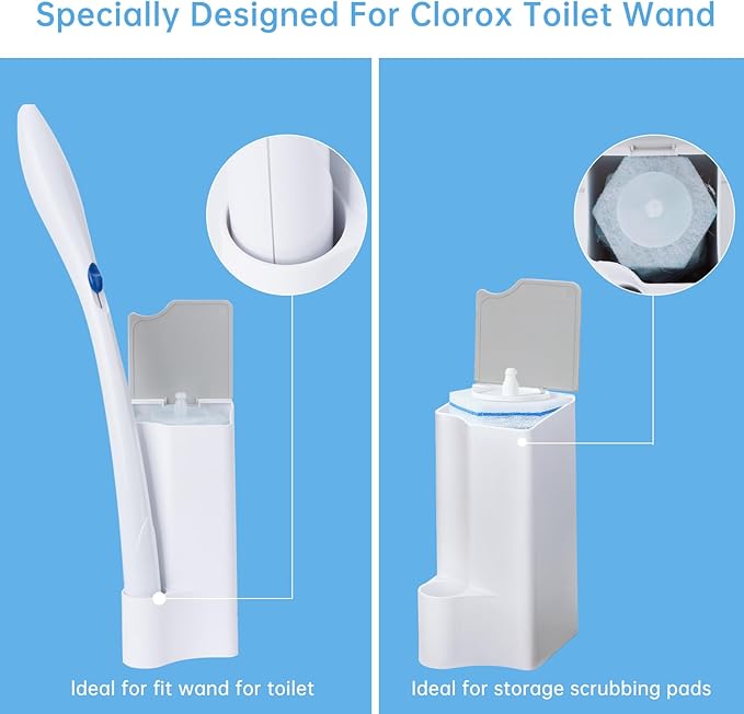 2 Pack Holder for Clorox Toilet Wand, Compatible with Clorox Toilet Wand Holder only, White & Gray