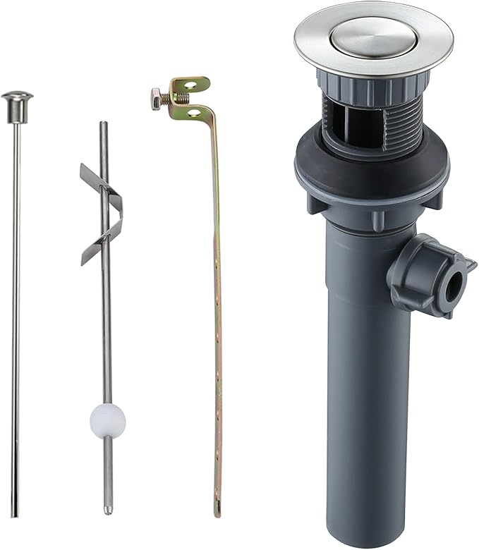 Bathroom Sink Drain with Lift Rod, Brushed Nickel Sink Drain with Overflow, ARCORA Drain Stopper for Vessel Sink