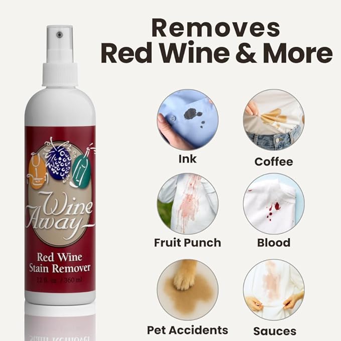 Wine Away Red Wine Stain Remover, 12oz - Removes Wine Spots, Perfect Fabric Upholstery & Carpet Cleaner Spray Solution, Spray on Stain Wash & Resolve Laundry to Vanish Stain, Citrus Scent (Pack of 2)