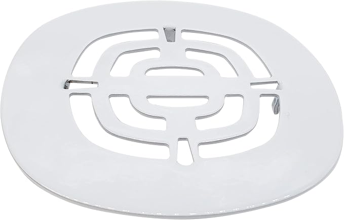 Westbrass A316-50 4-1/2" OD Brass Snap-in Shower Strainer Grid Drain Cover, Powder Coat White