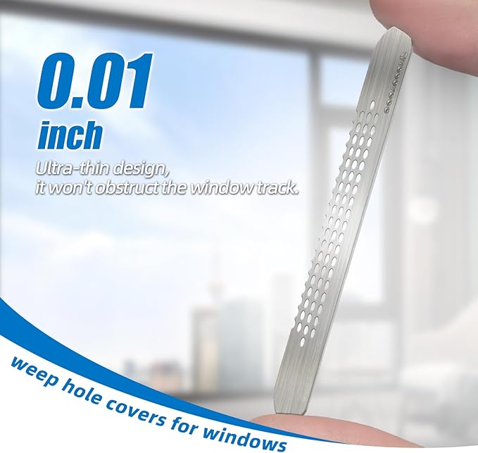 25PCS 304 Stainless Steel More Durable Window Weep Hole Screen Patch Drain Quickly PET Self Adhesive More Sticky & Waterproof (2.36in*0.39in(6cm*1cm))