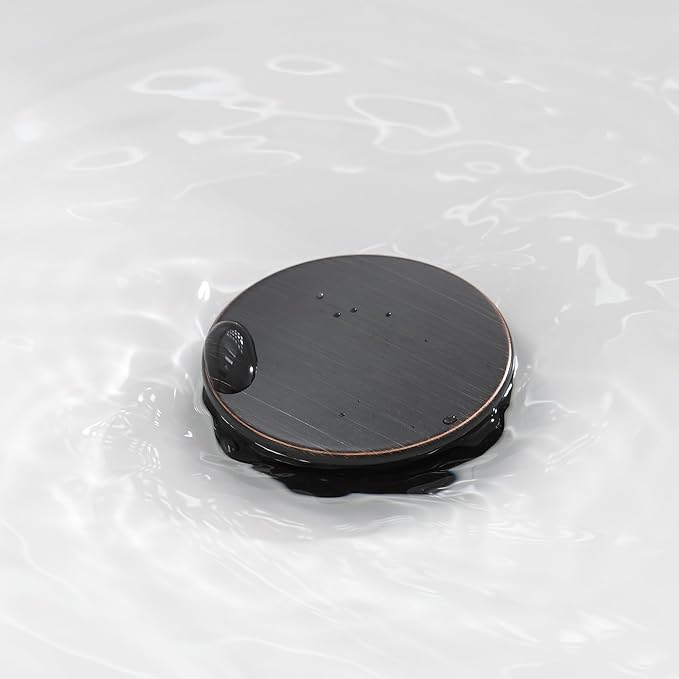 Pop Up Bathroom Sink Drain - Bathroom Sink Stopper with Overflow for Faucet Vessel, Push Type Bathroom Sink Vanity Assembly with Strainer, Oil Rubbed Bronze