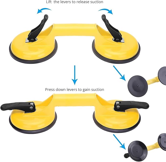 Floor Gap Fixer Tool for Laminate Floor Gap Repair Include Suction Cup and Mallet (Can't use on scraped surface floor)-Yellow Kit