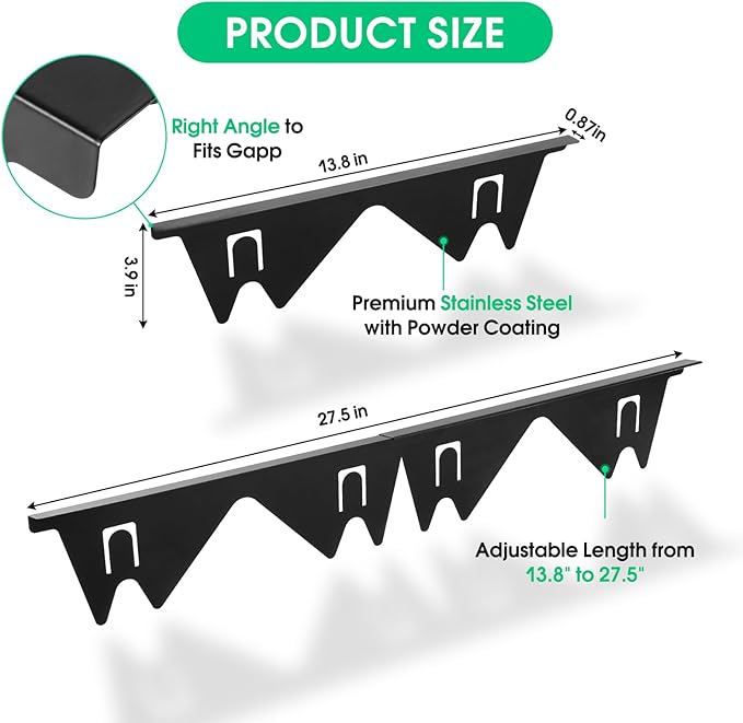 Stove Gap Covers, Stove Gap Filler Stainless Steel Oven Side Gap Filler for Kitchen Oven Counter, Adjustable Length 13.8" to 27.5" (Black, 2PCS)