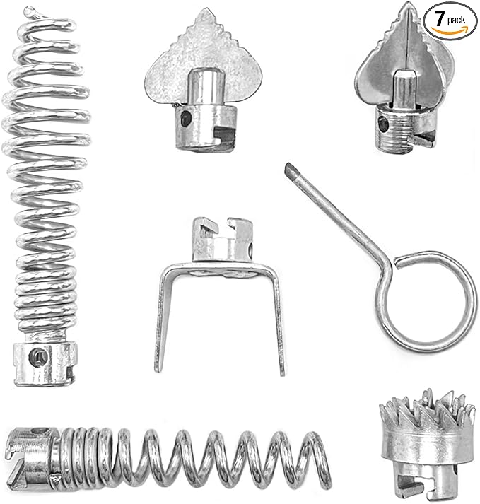 7 Pcs Drain Cleaner Combination Cutter Head Set 16mm Drain Snake Drill Attachmet Drain Snake Attachment for Pipeline Dredging Machine