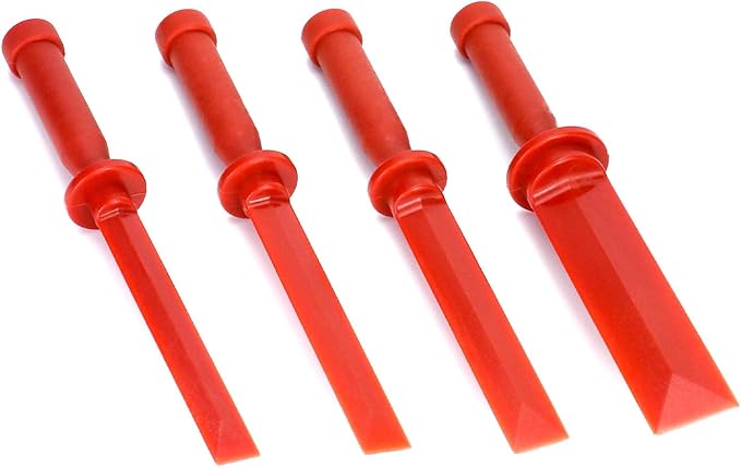 QWORK Plastic Chisel Scraper Set, 3/4", 7/8", 1", 1-1/2" Chemical Resistant Scraper Tool, No-marring Plastic Chisel Set for Removes Debris, Adhesives, Film, Paint