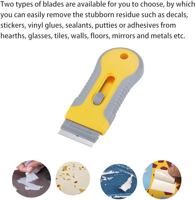 WEGAZ-2 Pack Razor Blade Scraper with 100 Extra carbon steel Blades, Scraper Tool for Cleaning Window, Paint, Cooktop, Oven, Glass Stove Top Scraper