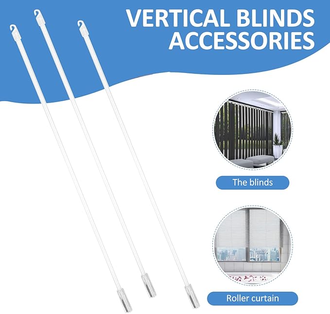 Angoily Blind Wands Replacement Rods with Hook and Grip 17 Inch Vertical Blinds Tilt Rods for Window Curtain Accessories Smooth Plastic Tilt Stick for Home and Office