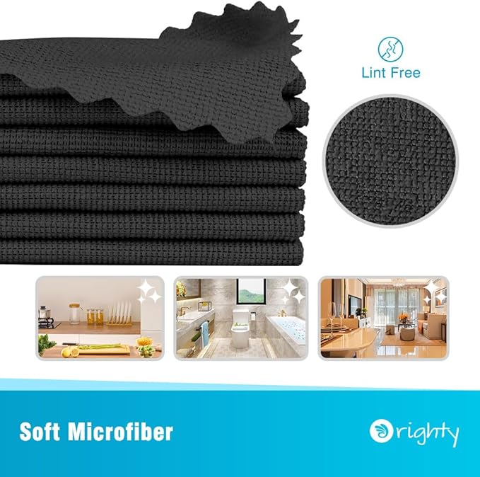Orighty Microfiber Cleaning Cloth, 800 Pack Highly Absorbent Cleaning Rags, Household Cleaning Supplies, Reusable Microfiber Towels Lint Free Cloths for House, Kitchen, Car Care, 12x11 inch, Black