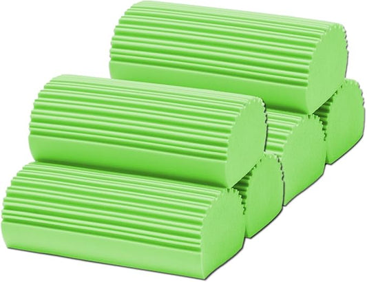 6-Pack Damp Clean Duster Sponge,Magic Sponge Eraser for Housekeeping,Reusable Cleaning Sponge for Blinds,Vents,Mirrors,Glass, Baseboards,Window Track Grooves and Railings (Green)