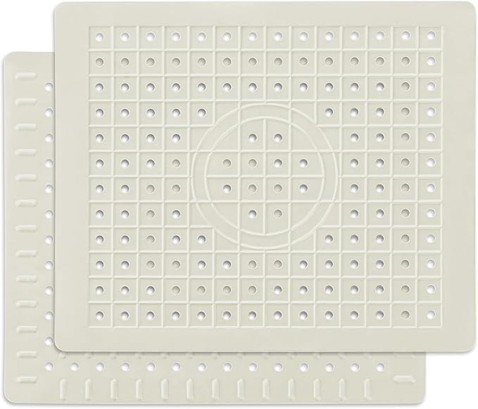 WILLKOMMEN Kitchen Sink Mat, 12" x 10" Dish Drying Mat, Sink Protector Mats for Bottom of Kitchen Sink, Fast Draining Sink Mats Grid, 2 Pack Cream White