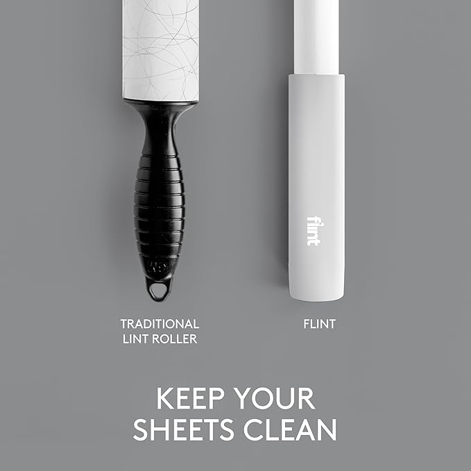 Flint Classic White Retractable Mini Lint Roller with 30 Extra Sticky Sheets, Small and Portable Lint Roller, Ideal Pet Hair Remover, Travel Lint Rollers for pet Hair Extra Sticky