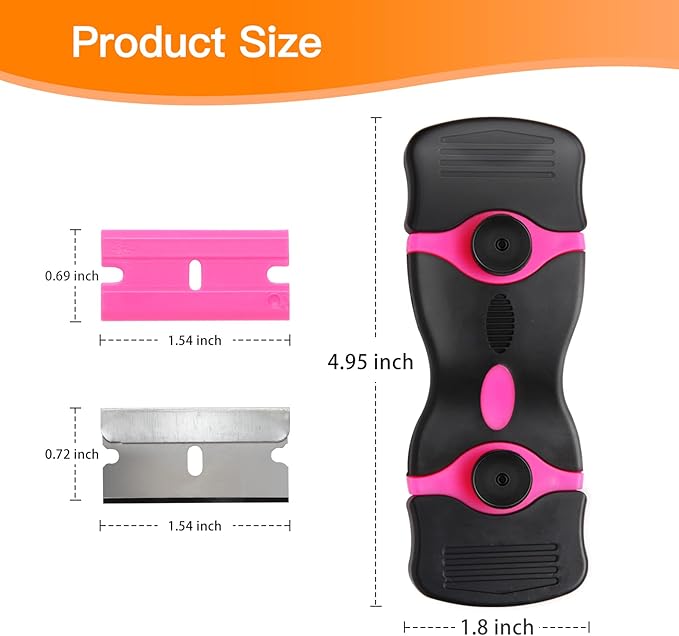 2PACK Razor Blade Scraper, 2-in-1 Scraper Tool with 20Pcs Plastic Blades & 10Pcs Metal Blades, Multi-Purpose Cleaning Razor Scraper Paint Removal for Glass, Decals, Stickers, Labels, Caulk, Adhesive
